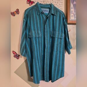 Vintage | 80s 90s Blue Purple Pinstripe Top